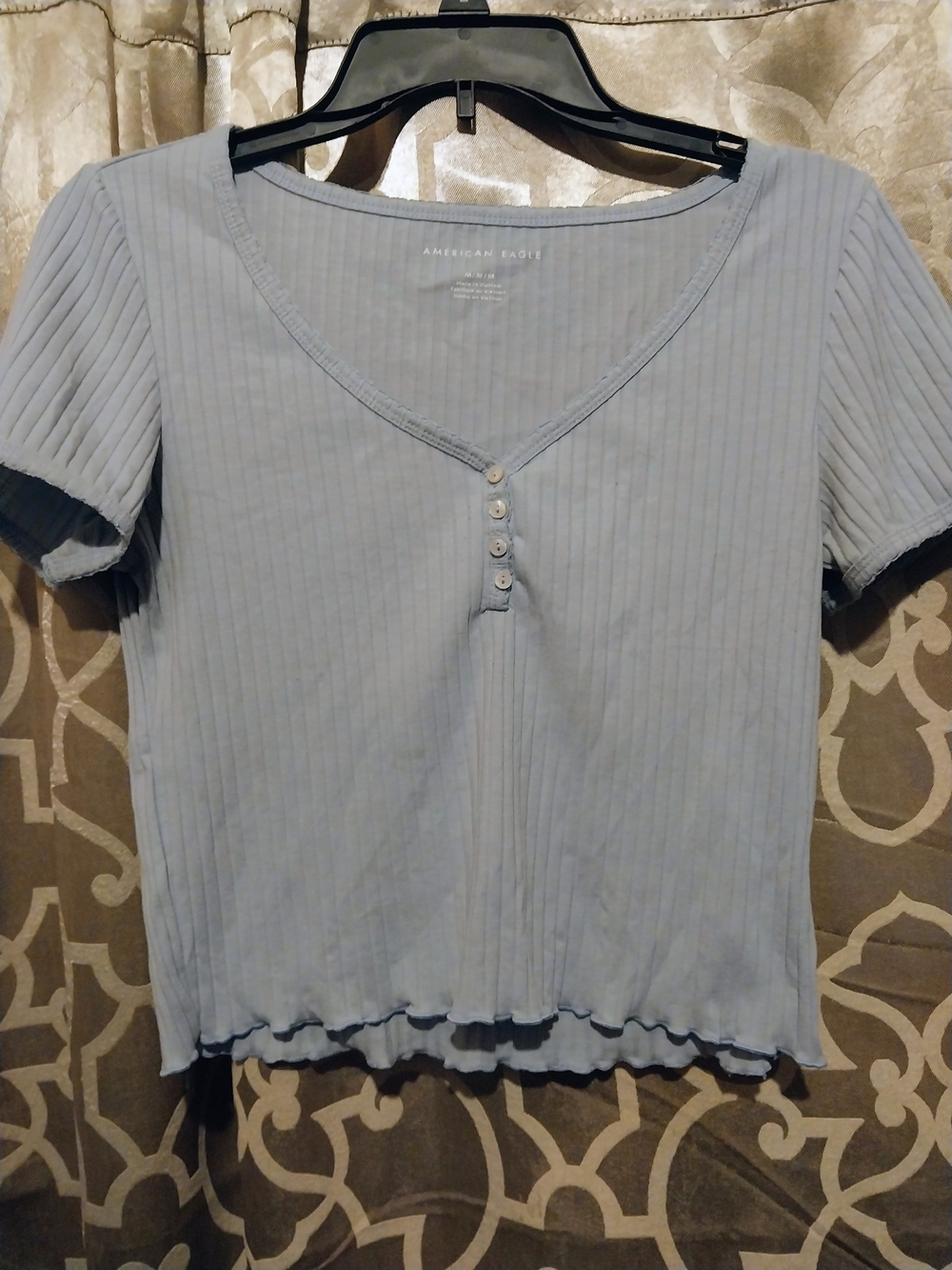 American Eagle Outfitters Light Blue Ribbed Crop Top